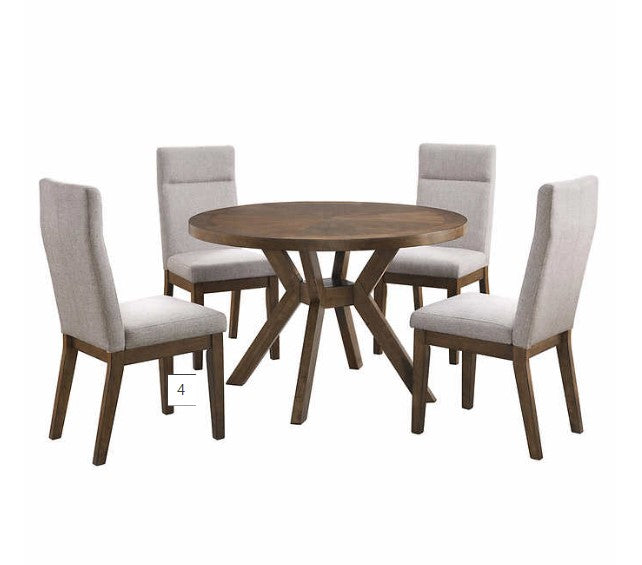 Kaelyn 5-piece Dining Set, Dining Table and 4 Chair set, Brown Finish