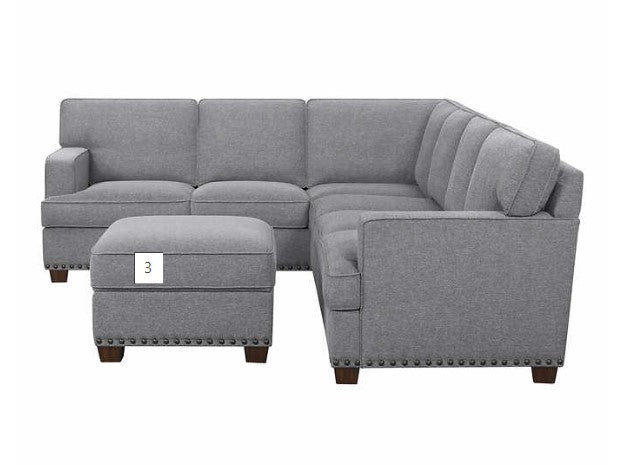 Thomasville Emilee Fabric Sectional with Storage Ottoman. Grey