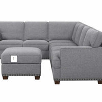 Thomasville Emilee Fabric Sectional with Storage Ottoman. Grey