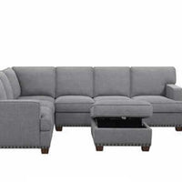 Thomasville Emilee Fabric Sectional with Storage Ottoman. Grey