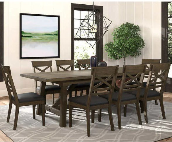 Oakdale 9-piece Dining Set, Brown Finish, **NEW LOWER PRICE**