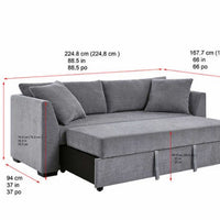 Thomasville Marion Fabric Convertible Sofa, Grey, Solid Wood legs