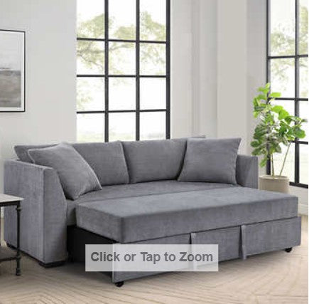 Thomasville Marion Fabric Convertible Sofa, Grey, Solid Wood legs