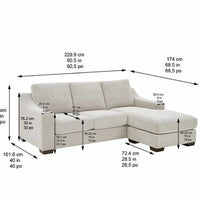 Thomasville Dillard Sofa with Reversible Chaise Solid Wood Legs, Gray