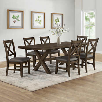 Blakely 7-piece Dining Table Set, Brown finish