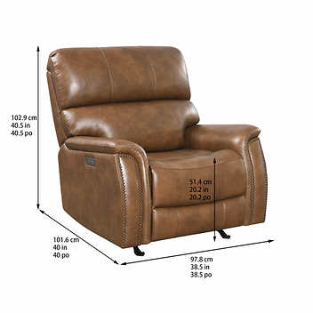 Barcalounger Presley Leather Power Rocker Recliner with Power Headrest