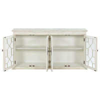 Kiara 4-door Wood Lattice Storage Accent Cabinet White / Light Honey ** PRE-ORDER **