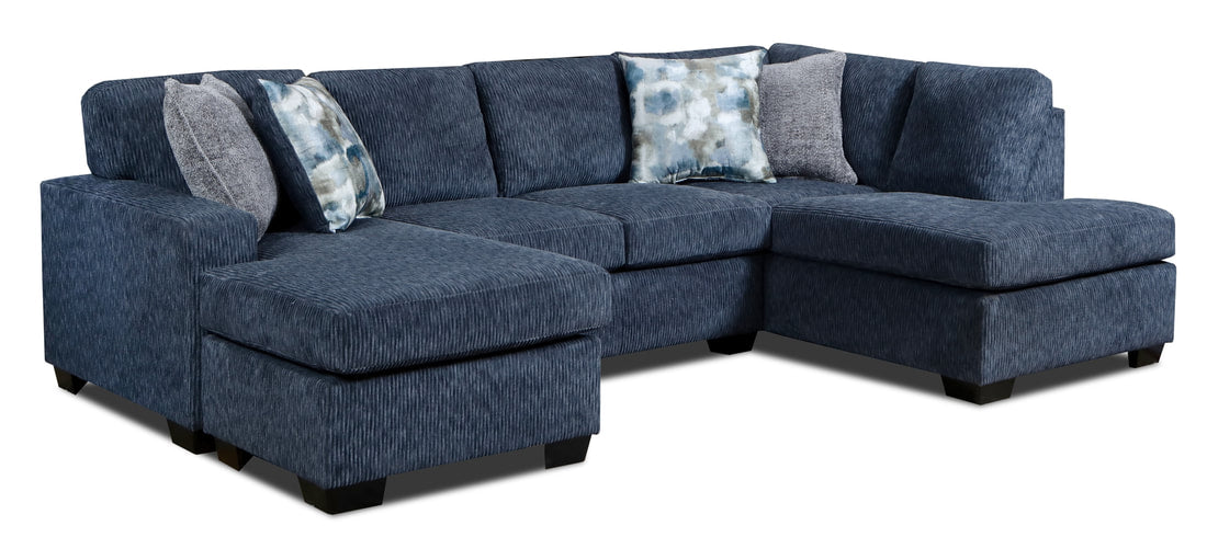 Maisie Cashmere/Charcoal/Hickory Right Arm Facing Double Chaise Sectional in Fabric/ PRE-ORDER