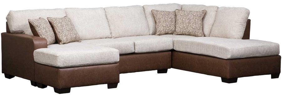 Maisie Cashmere/Charcoal/Hickory Right Arm Facing Double Chaise Sectional in Fabric/ PRE-ORDER