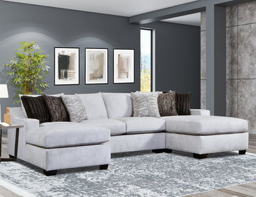 Sipp Stucco Sectional, Premium Fabric, Features 2 Chocolate, 2 Corduroy pillows and 4 designer pillows / PRE-ORDER