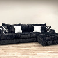 BLACK/CHARCOAL Oversized L-Shaped Sectional w/stainless steel cupholders & extra thick reversible cushions