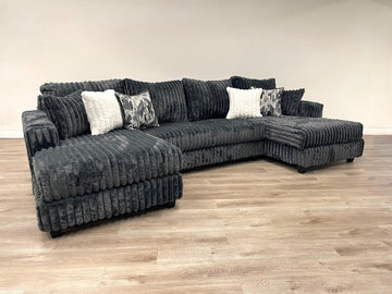 Oversized U-Shaped Sectional w/Extra thick reversible seat-back cushions, Charcoal