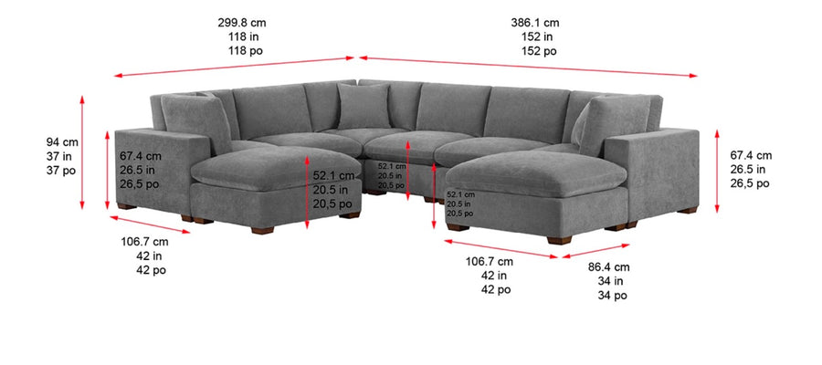 Thomasville Lowell 8-piece Fabric Modular Sectional, Gray **RE-STOCK ALERT**