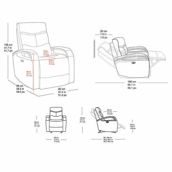 Canmore Leather Power Recliner with Power Headrest