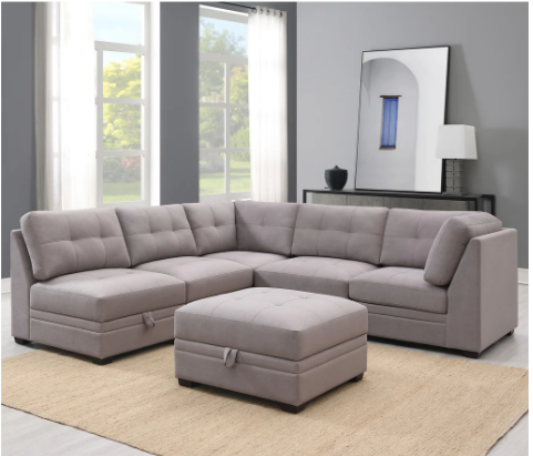 Vaughnn 6-Piece Fabric Modular Sectional with Storage