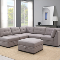 Vaughnn 6-Piece Fabric Modular Sectional with Storage