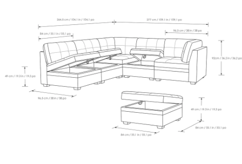 Vaughnn 6-Piece Fabric Modular Sectional with Storage