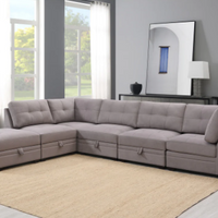 Vaughnn 6-Piece Fabric Modular Sectional with Storage