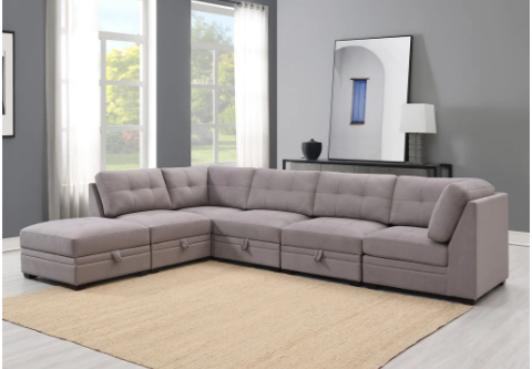 Vaughnn 6-Piece Fabric Modular Sectional with Storage