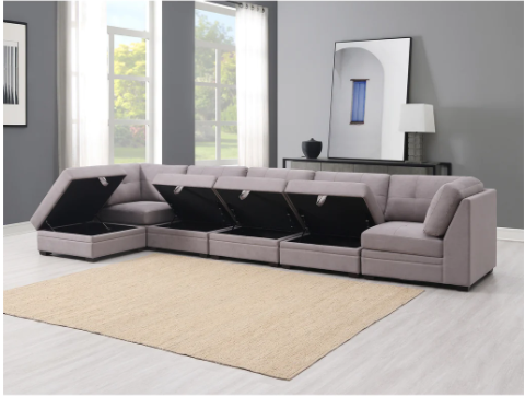 Vaughnn 6-Piece Fabric Modular Sectional with Storage