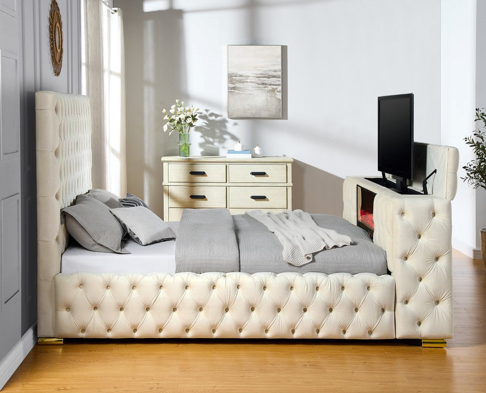 Future Black Platform Bed - Queen, King **NEW ARRIVAL** Beige, Black, Blue, Gray or Pink Color