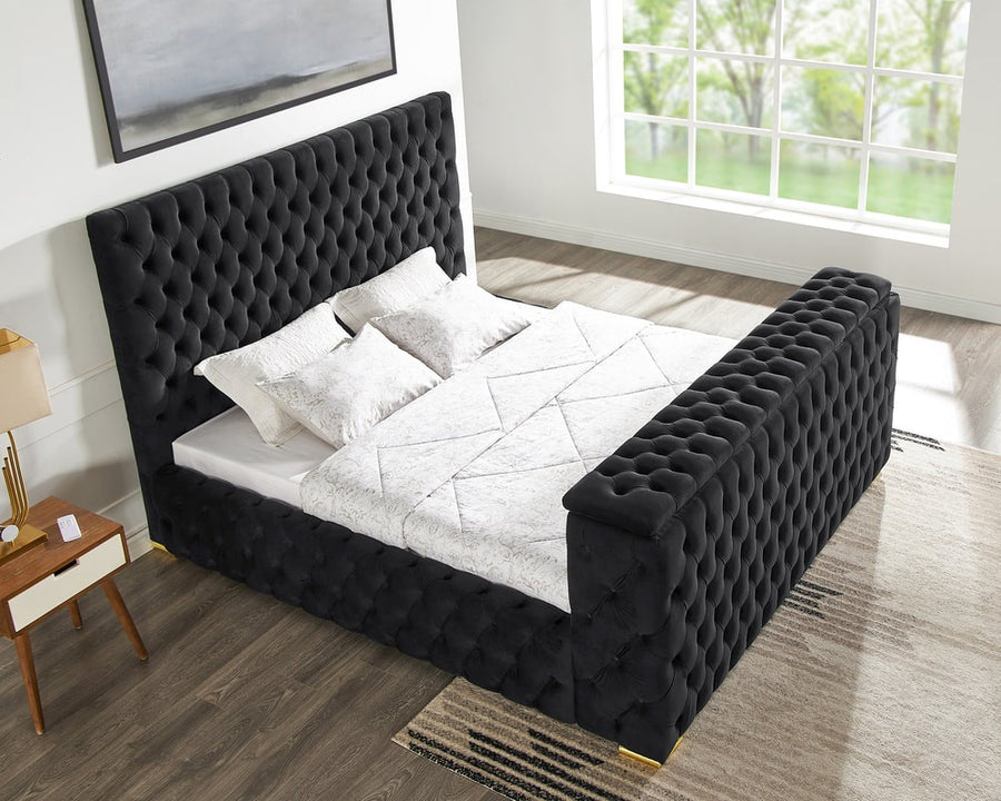 Future Black Platform Bed - Queen, King **NEW ARRIVAL** Beige, Black, Blue, Gray or Pink Color