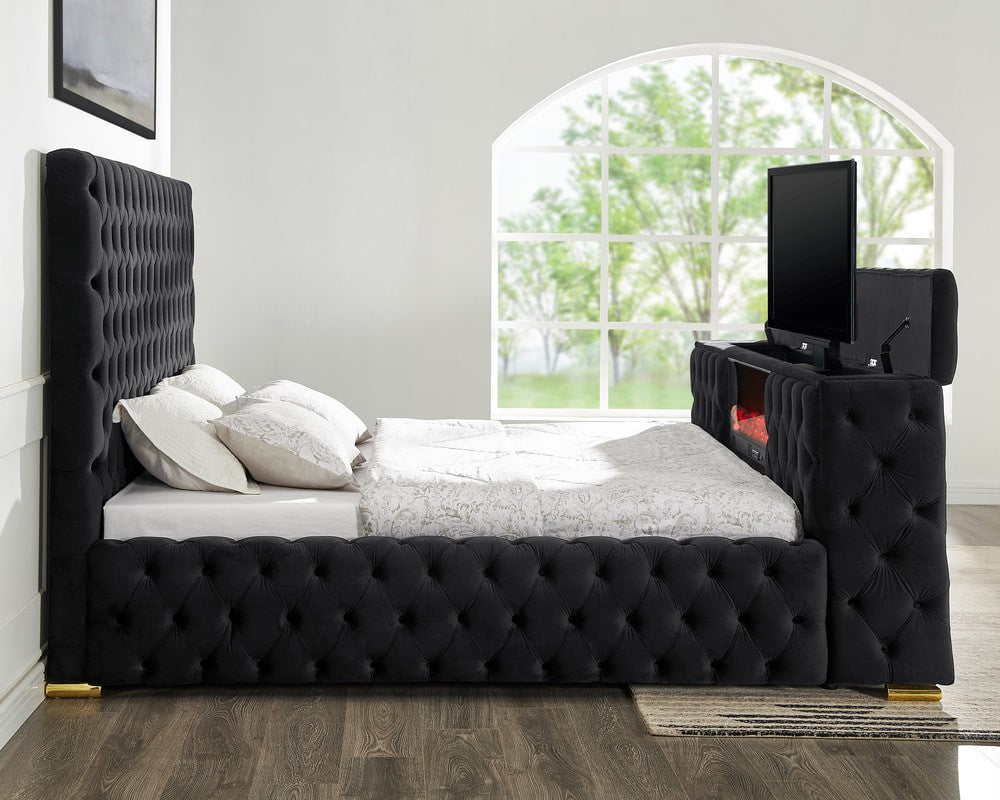 Future Black Platform Bed - Queen, King **NEW ARRIVAL** Beige, Black, Blue, Gray or Pink Color