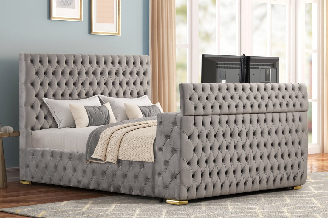 Future Black Platform Bed - Queen, King **NEW ARRIVAL** Beige, Black, Blue, Gray or Pink Color