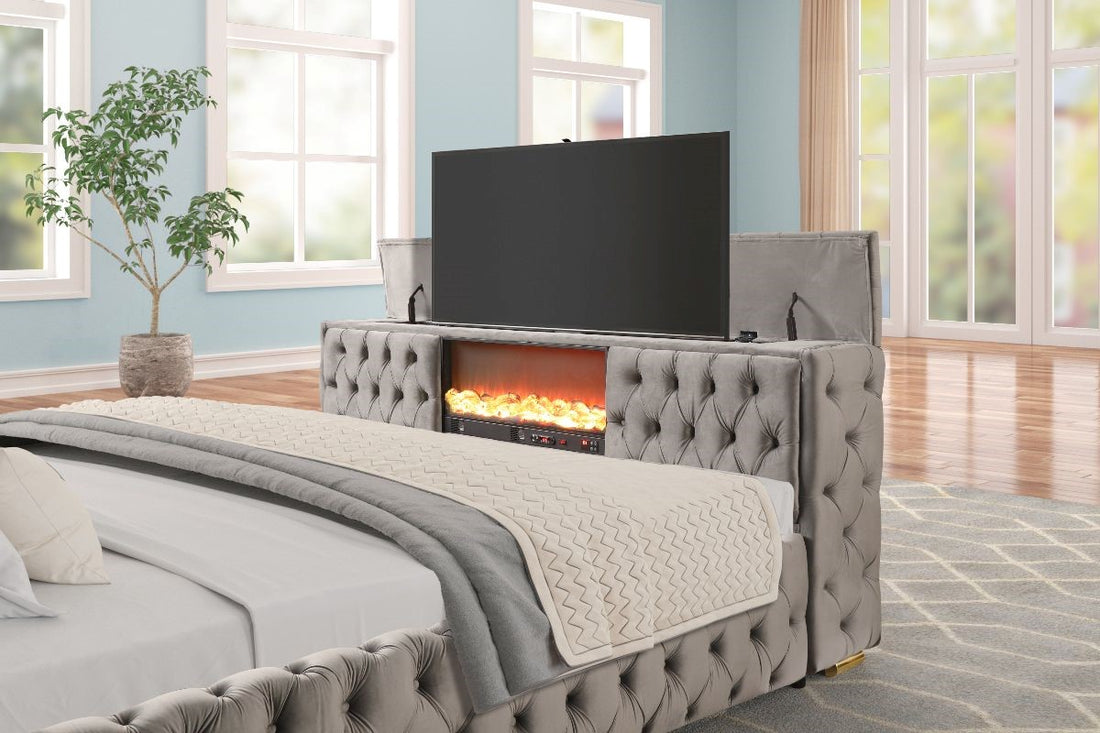 Future Black Platform Bed - Queen, King **NEW ARRIVAL** Beige, Black, Blue, Gray or Pink Color