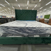 GREEN VELVET KING UPHOLSTERED BED (Mattress Sold Separately)