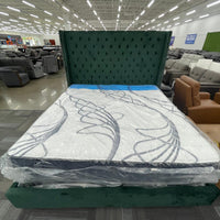 GREEN VELVET KING UPHOLSTERED BED (Mattress Sold Separately)