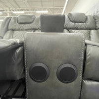 Gray Reclining Sectional, LED lights-Bluetooth Speaker. Charging Pad-2 Recliners