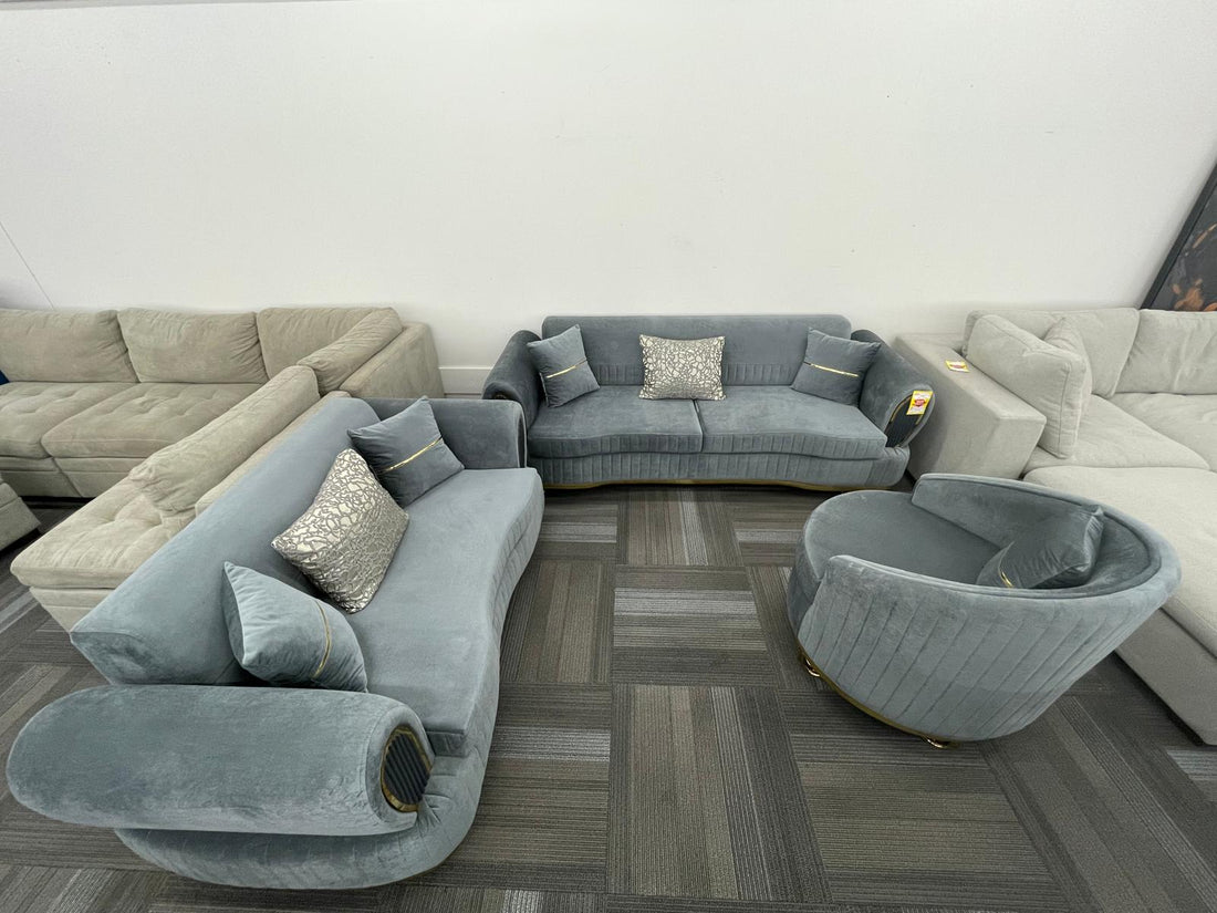 KELEBEK GRAY SOFA, LOVESEAT & CHAIR SET