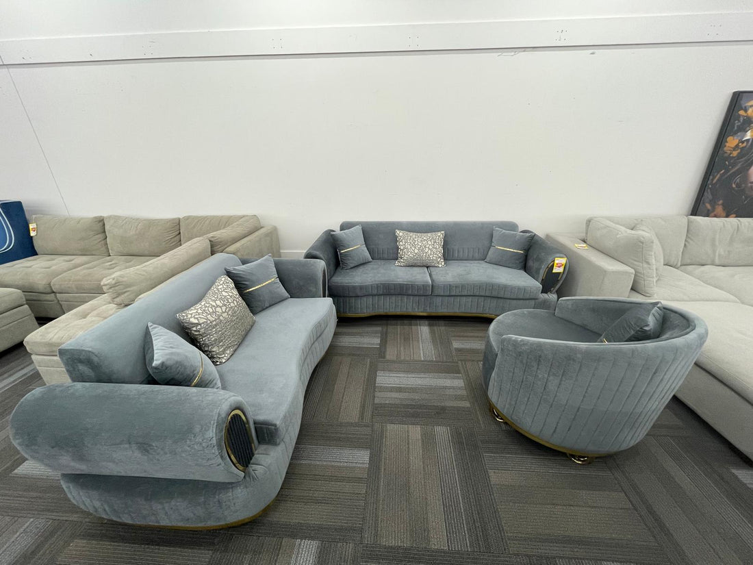 KELEBEK GRAY SOFA, LOVESEAT & CHAIR SET