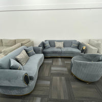 KELEBEK GRAY SOFA, LOVESEAT & CHAIR SET