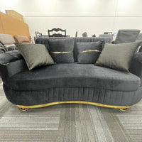 Venetti Black Velvet Sofa, Loveseat and Chair