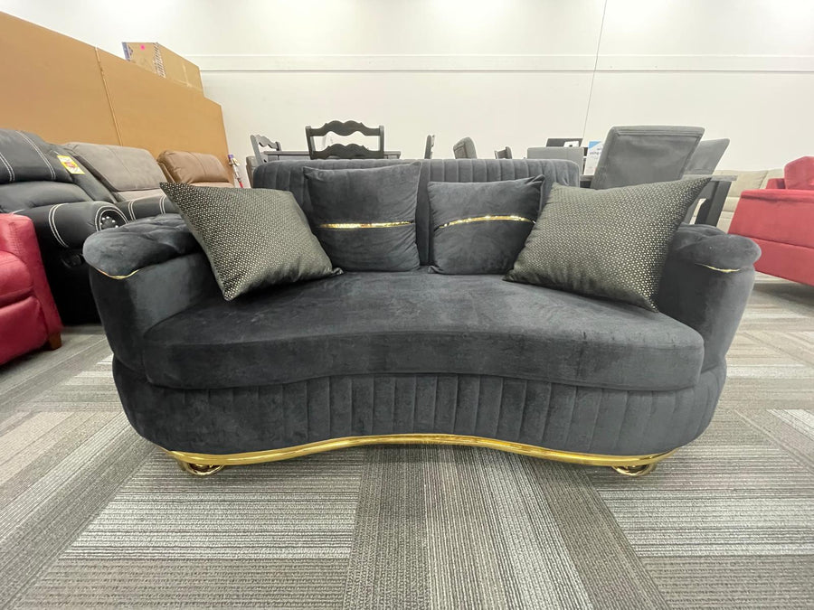 Venetti Black Velvet Sofa, Loveseat and Chair