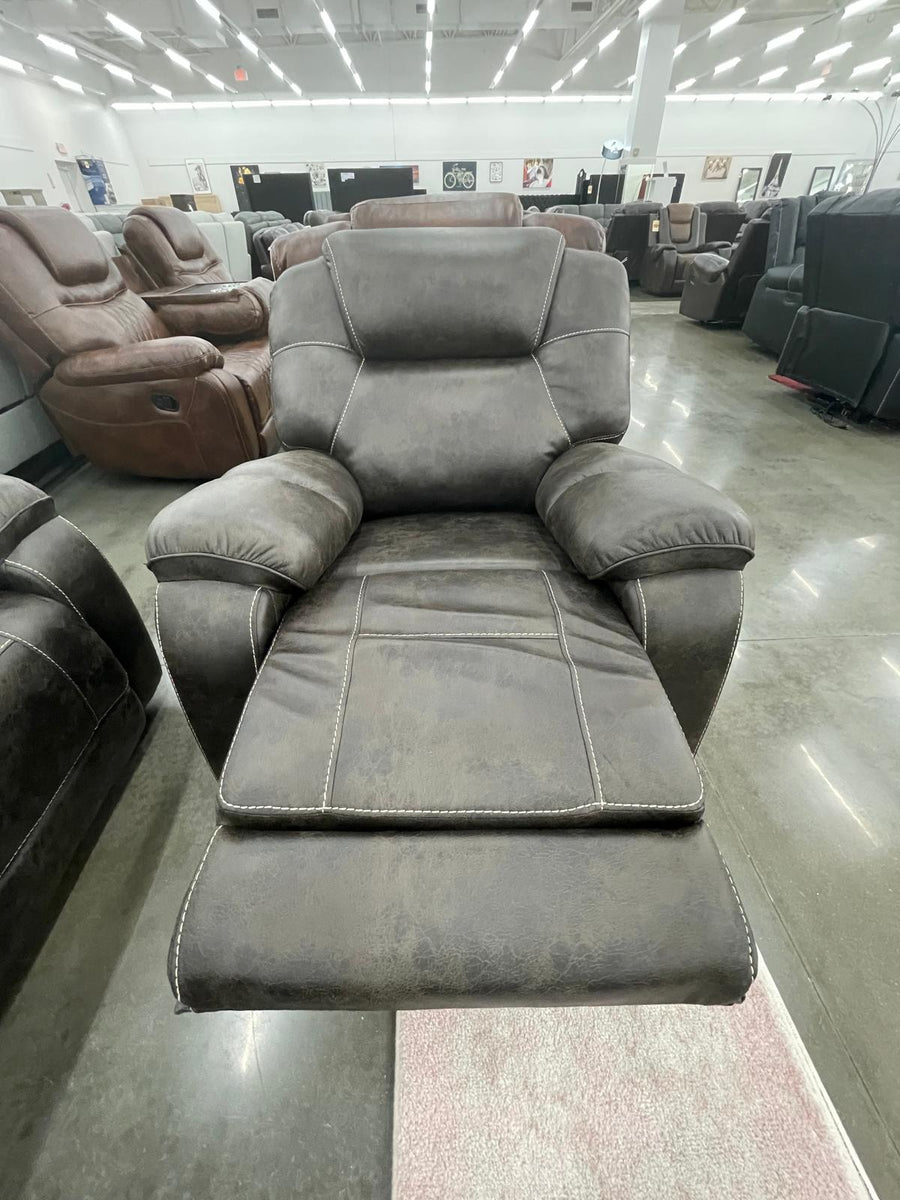 Madrid - 3PC **OVERSIZED** Fabric Chocolate Reclining Set ( Sofa w/ Drop Down Table with Cupholders & Power Box (USB/Power Outlets) - Loveseat with Storage Console - Recliner Chair )