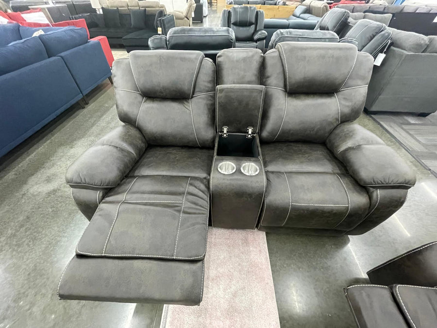 Madrid - 3PC **OVERSIZED** Fabric Chocolate Reclining Set ( Sofa w/ Drop Down Table with Cupholders & Power Box (USB/Power Outlets) - Loveseat with Storage Console - Recliner Chair )