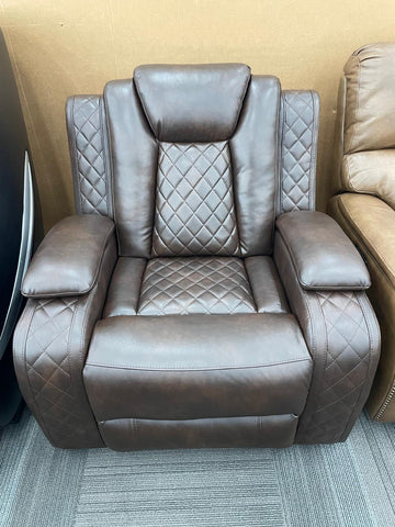 Luz Brown Manuel Reclining Rocking Living Room Chair, Storage Compartment in each Arms