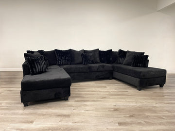 Black/Charcoal/Silver - Double Chaise Sectional