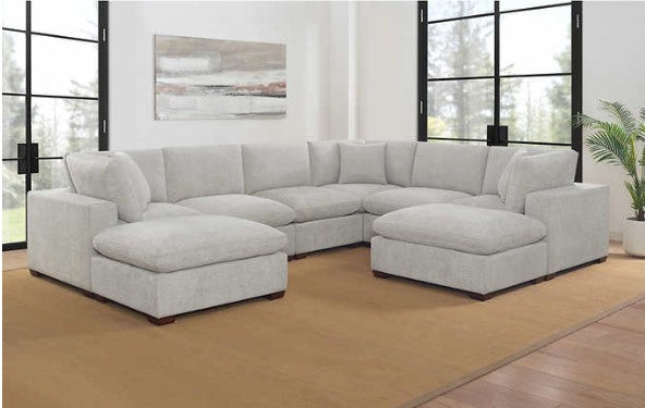 Thomasville Lowell 8-piece Fabric Modular Sectional, Cream **RE-STOCK ALERT**