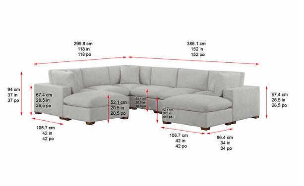 Thomasville Lowell 8-piece Fabric Modular Sectional, Cream **RE-STOCK ALERT**