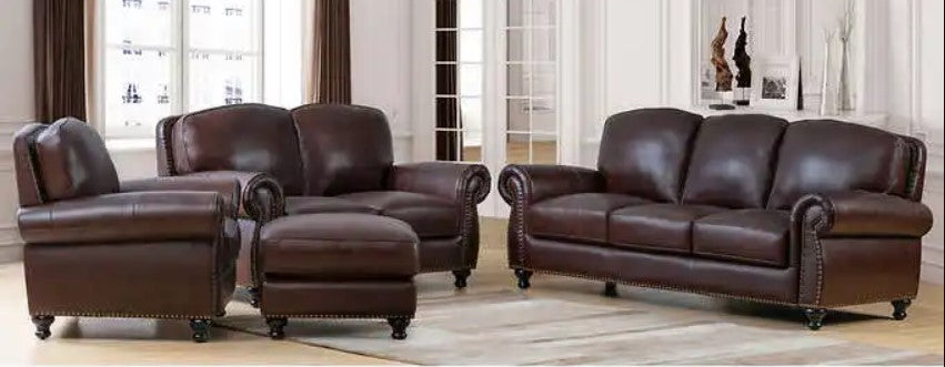 Mortara 4-piece Brown Leather Set by Abbyson