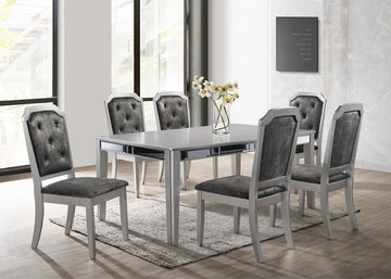 Travis Silver Table + 6 Velvet Chair Dining Set