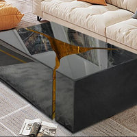 3PC Marble Craft Rectangular Coffee Table, Crafted with high-quality materials