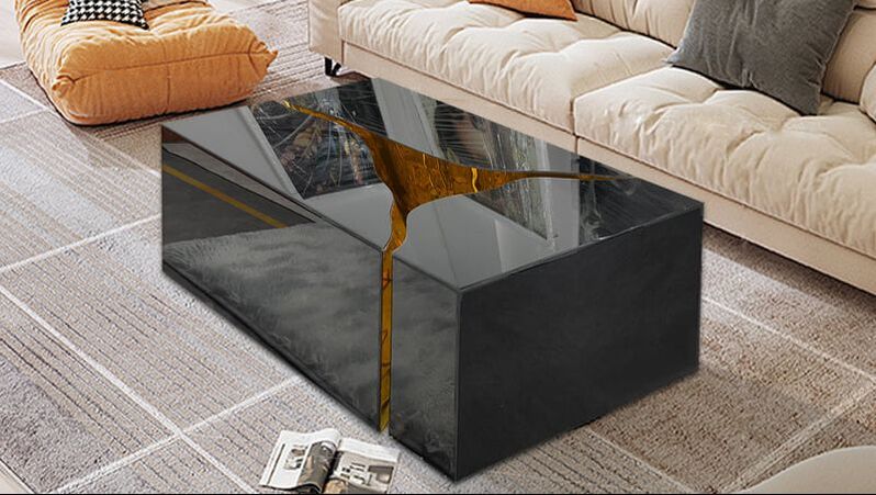 3PC Marble Craft Rectangular Coffee Table, Crafted with high-quality materials