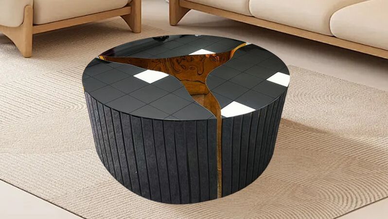 Made with High-Quality Marble 3PC Coffee Table (round shape with a smooth, curved edge)