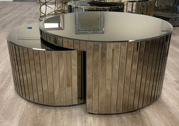 2PC Round Mirrored Coffee Table