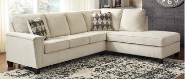 Abinger 2-Piece Sectional with Chaise, Polyester Natural Finish (Tapered Leg, Attached back and loose seat cushions)